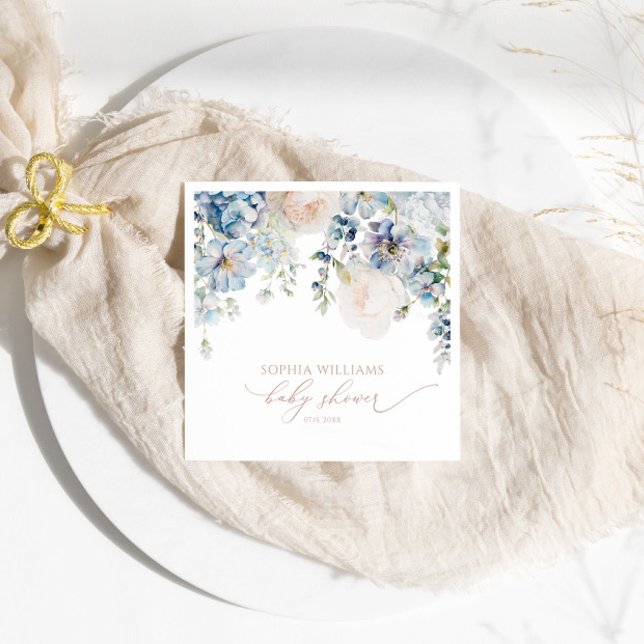 Guardanapo De Papel Elegante Blue Hydrangea Chá de fraldas Napkins (Criador carregado)