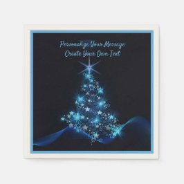 Guardanapo De Papel Elegante Blue Neon Christmas Tree Personalize