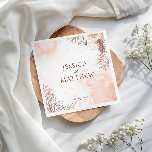 Guardanapo De Papel Elegante Boho Estilo Rosa Rosa Rosa Floral Boho (Criador carregado)