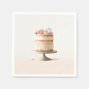 Guardanapo De Papel Elegante Bolo Floral de Pêssego Tomara que Caia Ch