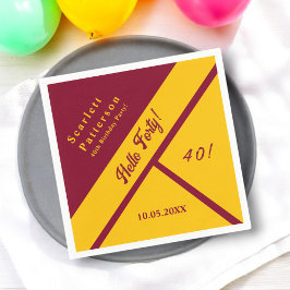 Guardanapo De Papel Elegante Borgonha E Dourada aniversário de 40 anos