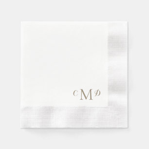 Guardanapo De Papel Elegante Branco Monograma Dourado Casado