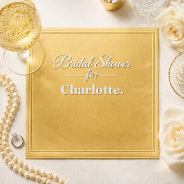 Guardanapo De Papel Elegante Bridal Shower Personalizado em Dourado Me