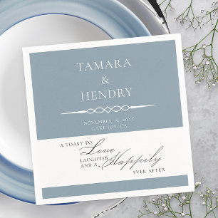 Guardanapo De Papel Elegante Brinde de Casamento Azul Empoeirado Perso