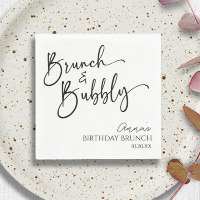 Guardanapo De Papel Elegante Brunch e Bubble Birthday Partido Brunch (Criador carregado)