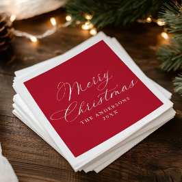 Guardanapo De Papel Elegante Caligrafia Vermelho Feliz Natal
