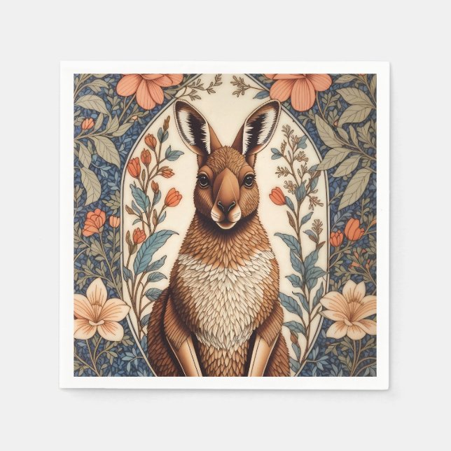 Guardanapo De Papel Elegante Canguru Inspirado em William Morris  (Frente)