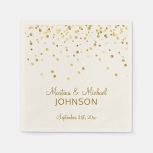 Guardanapo De Papel Elegante Casamento Dourado de Confetti da ECRU