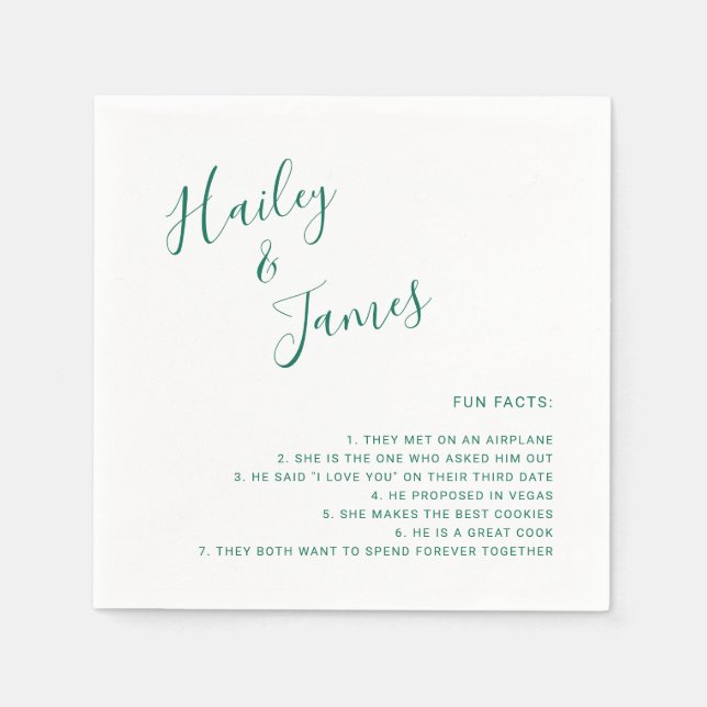Guardanapo De Papel Elegante Casamento Moderno Verde Esmeralda (Frente)