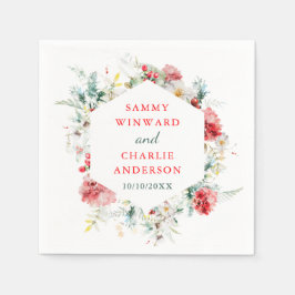 Guardanapo De Papel Elegante Casamento no inverno Floral Greenery