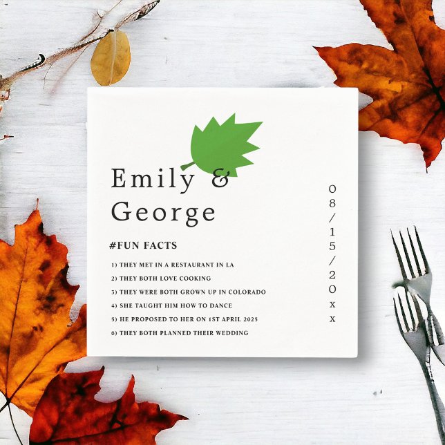 Guardanapo De Papel Elegante Casamento outono Verde de outono de Chic (Criador carregado)