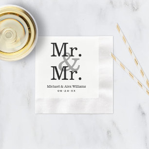 Guardanapo De Papel Elegante Casamento Sr e Sr Preto Cinza