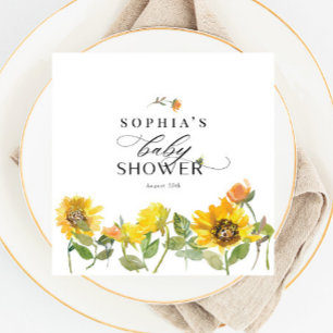 Guardanapo De Papel Elegante Chá de fraldas amarelo de girassol