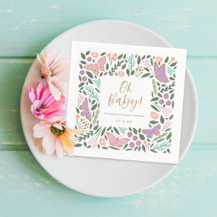 Guardanapo De Papel Elegante Chá de fraldas de jardim de borboletas