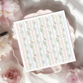 Guardanapo De Papel Elegante, Chá de fraldas Floral Azul e Rosa