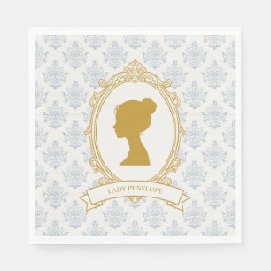 Guardanapo De Papel Elegante Chá de Noiva Azul e Dourado da Era Regênc