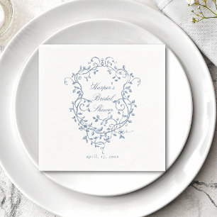 Guardanapo De Papel Elegante Chá de panela azul floral de repouso azul