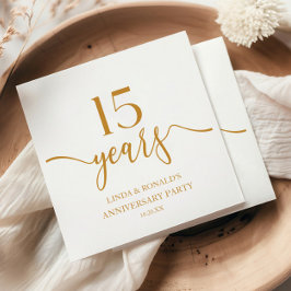 Guardanapo De Papel Elegante Champanhe 15º Aniversário de Casamento