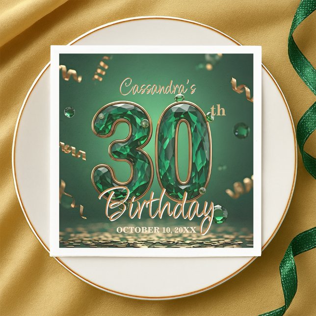 Guardanapo De Papel Elegante Chic Emerald e Dourada Jewel aniversário  (Criador carregado)