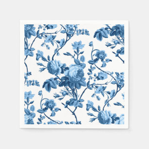Guardanapo De Papel Elegante Chic Vintage Blue Rosa Floral