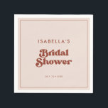 Guardanapo De Papel Elegante Chuveiro de Noiva Rosa Peachy Retro<br><div class="desc">Um tema retrô chique: adote este design tipográfico vintage e sofisticado para a papelaria do seu chá de noiva,  com um tema de cor rosa peach. Fácil de misturar e combinar com nossa papelaria semelhante disponível em laranja queimado,  terracota e açúcar mascavo. Cores do texto e fundos totalmente personalizáveis.</div>