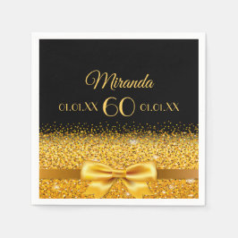 Guardanapo De Papel elegante clássico de ouro negro da 60ª festa de an