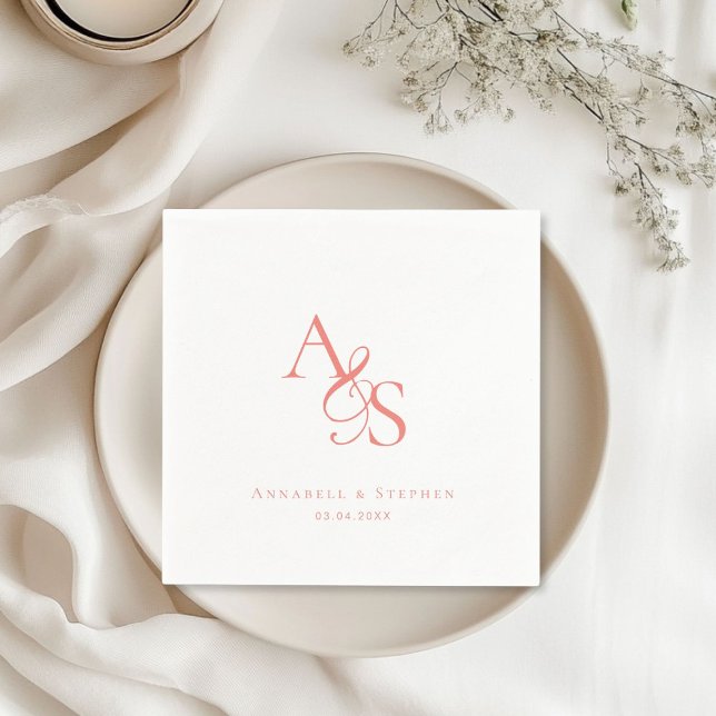 Guardanapo De Papel Elegante, Clássico, Monograma, Casamento (Elegant, Ampersand, Classic, Monogram, Wedding Napkins)