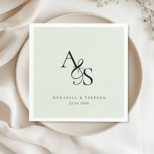 Guardanapo De Papel Elegante, Clássico, Monograma, Casamento Verde Cla