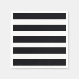 Guardanapo De Papel Elegante Clássico Preto e Branco Listrado Chic Mod