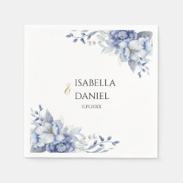 Guardanapo De Papel Elegante Cor de Água Floral Azul Pó Azul Pó