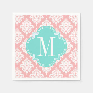 Guardanapo De Papel Elegante cora o damasco cor-de-rosa personalizado