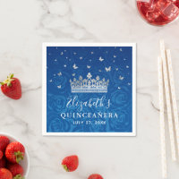 Elegante Coroa Azul Real e Prata Quinceanera