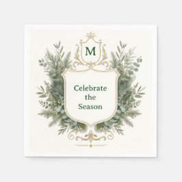 Guardanapo De Papel Elegante Crista Monogramada Botânica de Férias