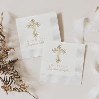 Elegante Cruz de Ouro Deus Abençoe Menina Batismo