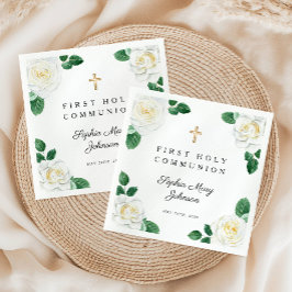 Guardanapo De Papel Elegante Cruz Floral Menina Primeira Comunhão