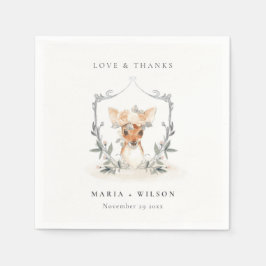 Guardanapo De Papel Elegante Cute Cervídeo Floral Brasão Casamento