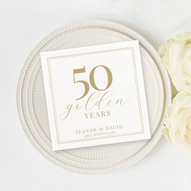 Guardanapo De Papel Elegante de 50 anos de casamento personalizado (Criador carregado)