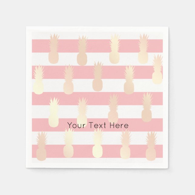 Guardanapo De Papel Elegante de abacaxi-de-ouro-rosa-cinzento-Elegante (Frente)