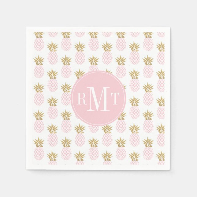 Guardanapo De Papel Elegante de abacaxi tropical dourado (Frente)