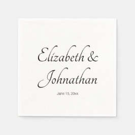 Guardanapo De Papel Elegante de Nomes de Script Branco e Preto - Grupo