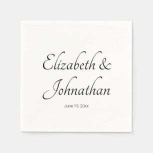 Guardanapo De Papel Elegante de Nomes de Script Branco e Preto - Grupo