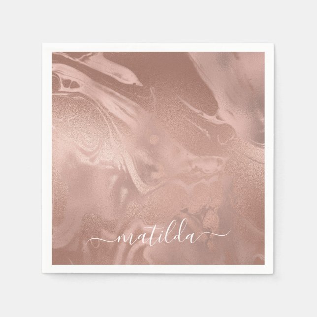 Guardanapo De Papel Elegante de rosa de cobre de ouro moderno (Frente)