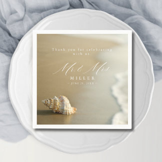 Guardanapo De Papel Elegante Destination Beach Wedding Obrigado
