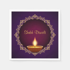 Guardanapo De Papel Elegante Diwali Diyas Purple