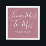 Guardanapo De Papel Elegante Do Miss ao Mrs Chás de Panela Cassis<br><div class="desc">De Miss a Mrs. Guardanapo de papel em roxo cassis é ótimo para adicionar um toque personalizado ao seu chá de panela orgulhosamente anunciando "De Miss a Mrs. Sobrenome" em tipografia caligráfica chique e elegante. Projetado para combinar com nossa coleção "Blush Floral". Se você precisar de outra cor para combinar...</div>