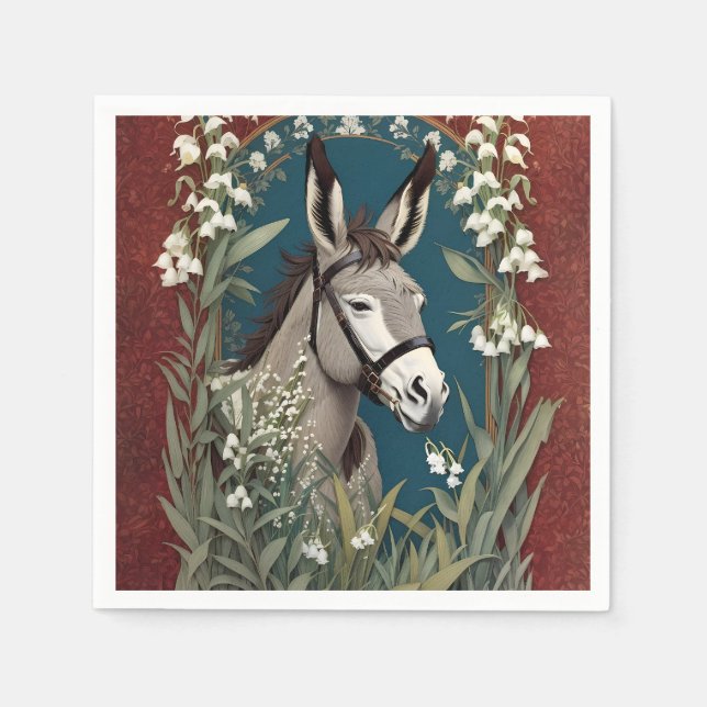 Guardanapo De Papel Elegante Donkey e Lily das Flores do Vale (Frente)