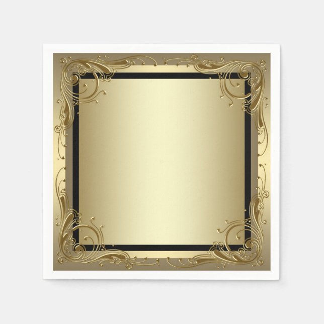 Guardanapo De Papel Elegante Dourado (Frente)