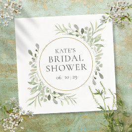 Guardanapo De Papel Elegante Dourado Chá de panela verde aquarela