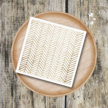 Elegante Dourado e Branco Chevron Casamento de Noi
