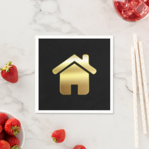 Guardanapo De Papel Elegante Dourado House Símbolo Real Estate Design